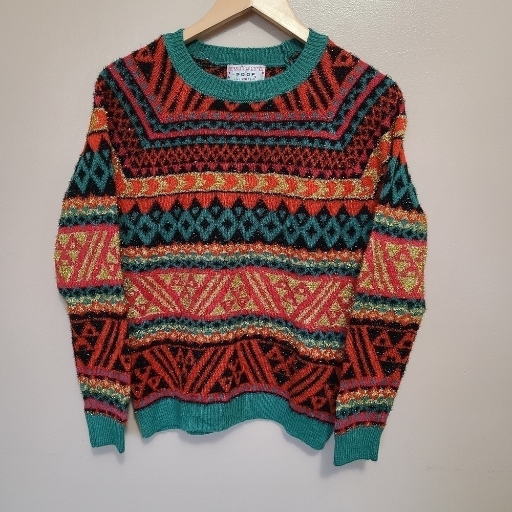 POOF! NY Striped Ugly Christmas Sweater